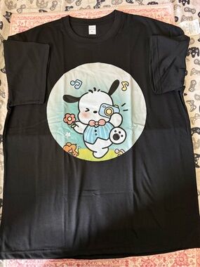 Black Pochacco Tee with Cute Camera